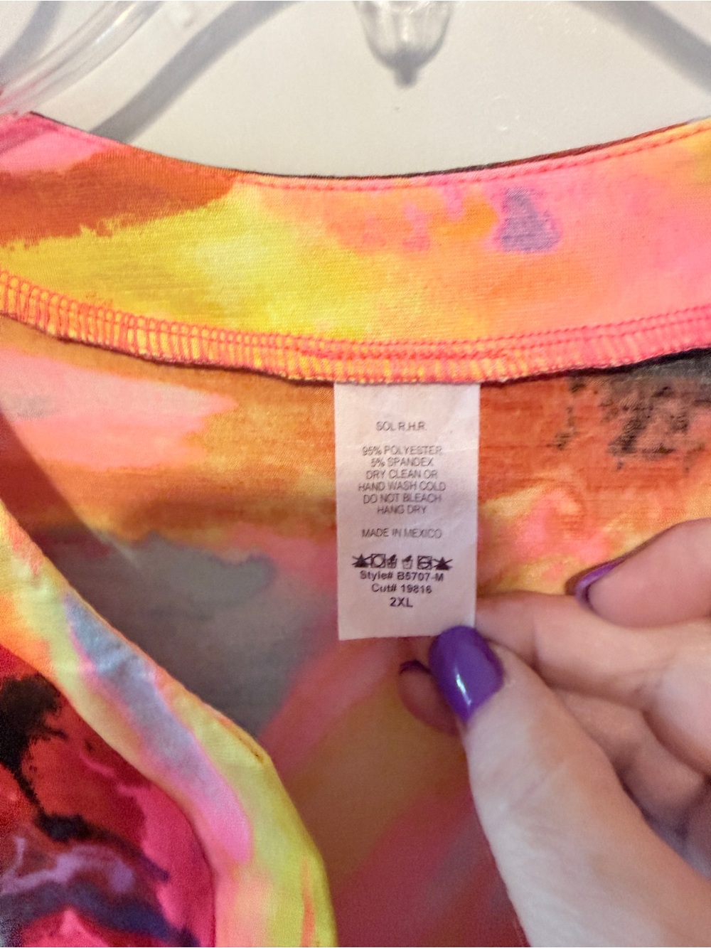 Bright Pink Abstract V-Neck Tunic Top - Picture 6 of 6
